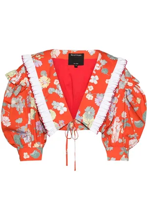 MERYLL ROGGE Wide-collar cropped top