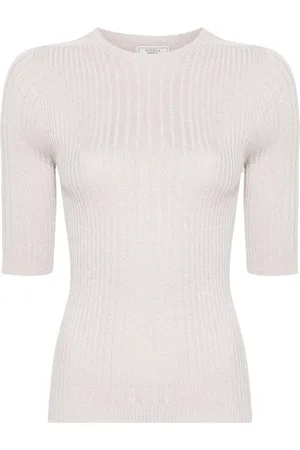 PESERICO SIGN Ribbed short-sleeved sweater