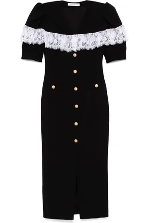 Alessandra Rich Lace-detailed crepe midi dress