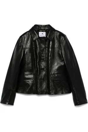 Marine Serre Moonogram-embossed leather jacket