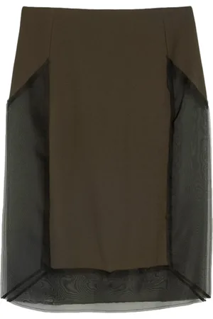 Ami Tulle-panel straight skirt