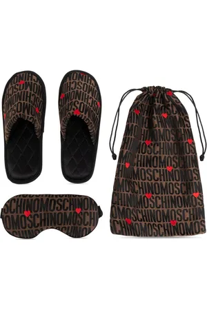Moschino Logo-motif slippers and eye mask set