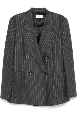 LANEUS Pinstriped double-breasted blazer