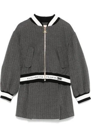Elisabetta Franchi Pinstriped skirt and bomber jacket