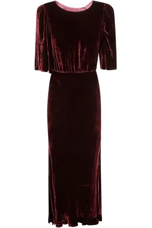 SALONI Cut-out velour long dress