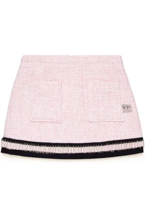 Nº21 Logo-tag tweed skirt