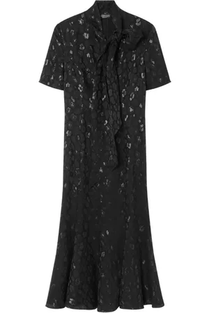 VERSACE Lavallière leopard-jacquard midi dress