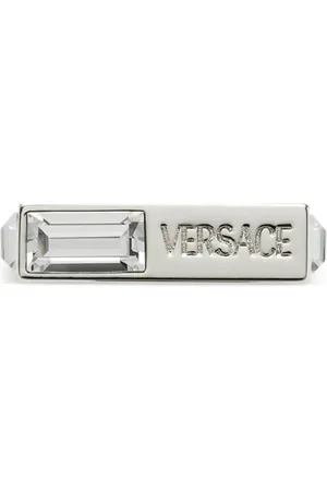 VERSACE Logo-engraved crystal-embellished ring