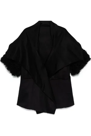 Alberta Ferretti Shearling-trim cape