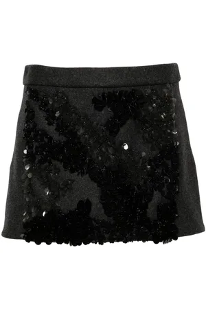 Plan C Sequined mélange-effect mini skirt