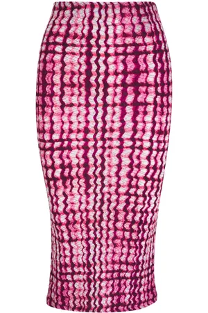 Dorothee Schumacher Smocked silk-blend plaid pencil skirt