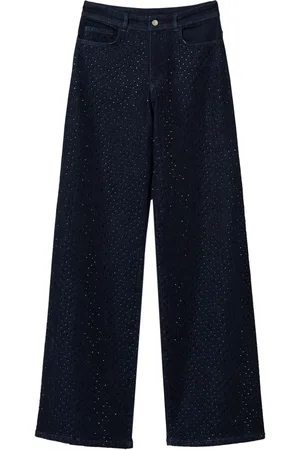 Twin-Set Rhinestone-embellished wide-leg jeans