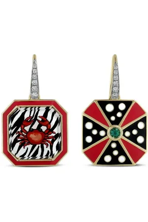 FRANCESCA VILLA 18kt yellow Hello My Little Crab multi-stone earrings