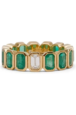 Shay 18kt yellow emerald and diamond eternity ring