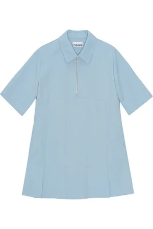 Ganni Pleated twill mini dress
