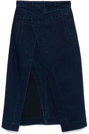 tibi Wrap-design denim skirt