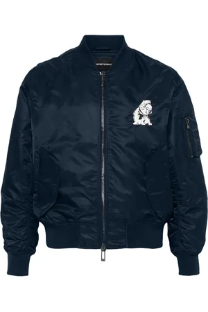 Emporio Armani French bulldog-embroidered bomber jacket