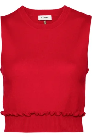 Sandro Ruffle-detail wool-blend vest