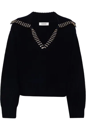 Sandro Crystal-embellished wool jumper