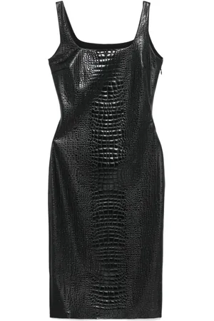 CHIARA BONI Embossed crocodile-effect midi dress