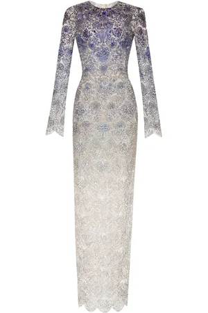 Oscar de la Renta Ombré crystal-embroidered gown