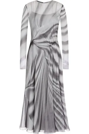 Alberta Ferretti Abstract-pattern silk midi dress