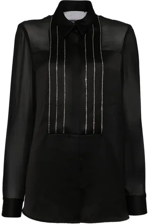 SIMONA CORSELLINI Rhinestone-embellished satin shirt