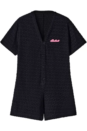 Monochrome Buttoned short sleeve playsuit