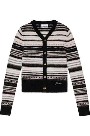 Ganni V-neck striped cardigan