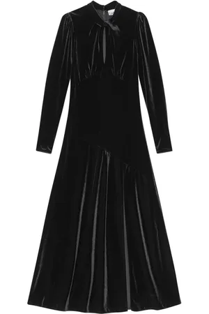 Ganni Keyhole-neck velvet maxi dress