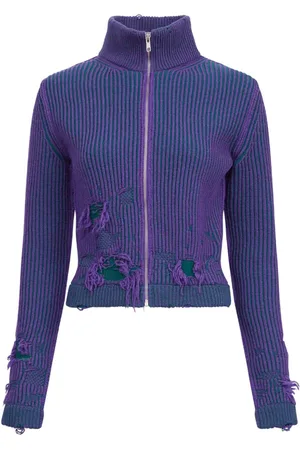 Maison Margiela Distressed rib-knit zip-front cardigan