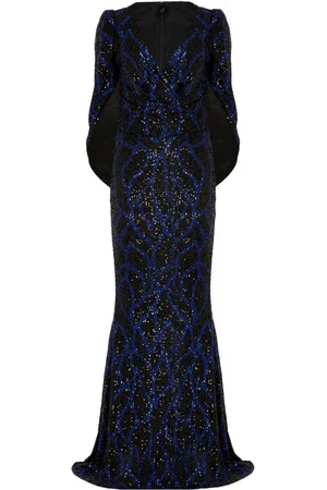 TALBOT RUNHOF Shawl design sequinned gown