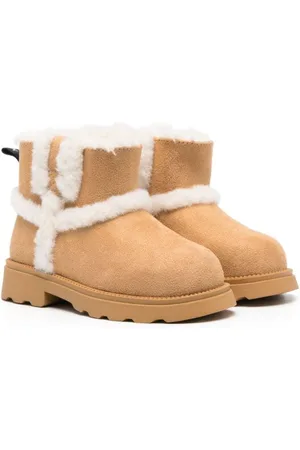 MONNALISA Shearling-trim suede boots