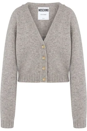 Moschino Embroidered slogan virgin wool cardigan