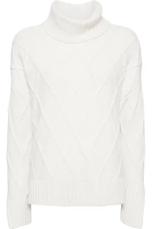 N.PEAL Diamond-pattern roll-neck jumper