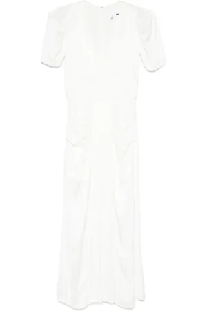 ROTATE Satin V-neck midi dress