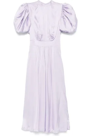 ROTATE Satin puff midi dress