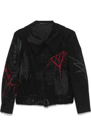 YOHJI YAMAMOTO Printed biker jacket