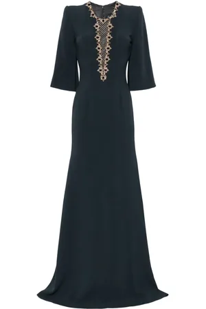 Jenny Packham Mars crystal-embellished crepe gown