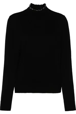 Sandro Beaded-trim roll-neck jumper