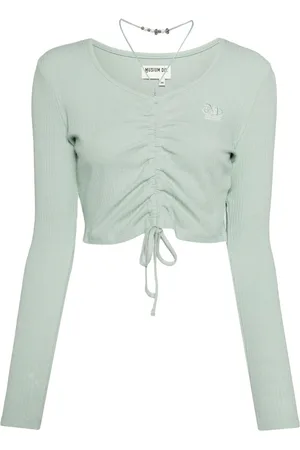 Musium Div. Ruched logo-embroidered shirt
