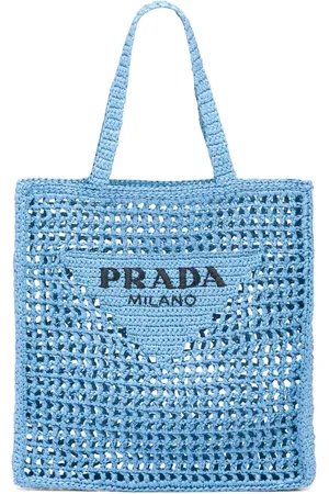 Prada Woven-logo raffia tote bag