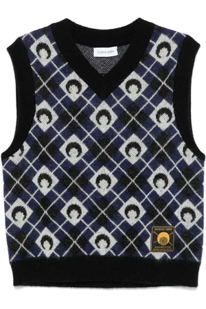 Marine Serre Moon Argyle knit vest