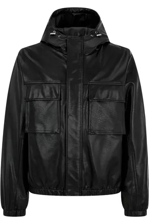 Studio Tomboy Faux-leather hooded jacket