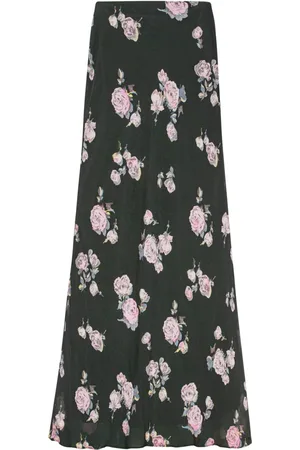 Ganni Floral-print fluid crepe maxi skirt