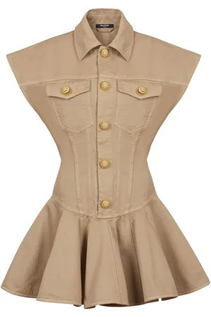 Balmain Flared cotton-canvas dress