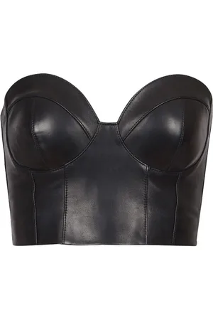 Balmain Zip-up leather corset top