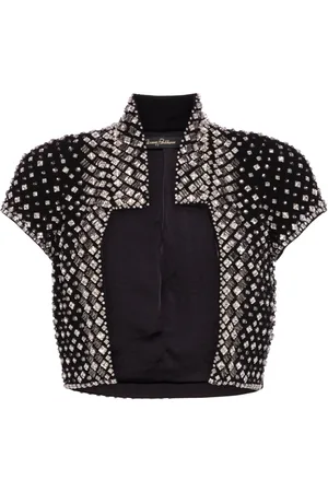 Jenny Packham Eon crystal-embellished cropped jacket