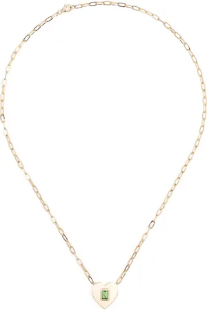 Roxanne First 14kt yellow Heart green garnet necklace