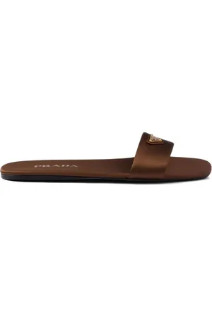 Prada Triangle-logo satin slides